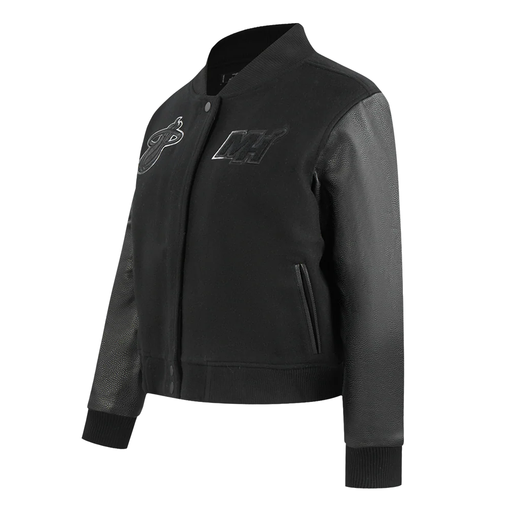NBA MIAMI HEAT TRIPLE BLACK WOMEN'S WOOL VARSITY JACKET (TRIPLE BLACK WOMEN'S) - Image 2