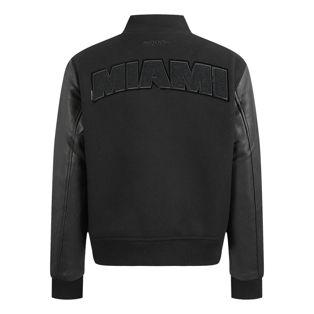 NBA MIAMI HEAT TRIPLE BLACK WOMEN'S WOOL VARSITY JACKET (TRIPLE BLACK WOMEN'S) - Image 3