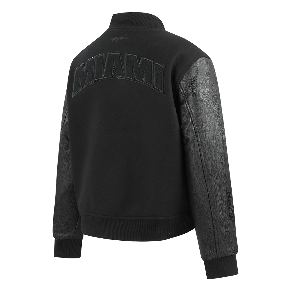 NBA MIAMI HEAT TRIPLE BLACK WOMEN'S WOOL VARSITY JACKET (TRIPLE BLACK WOMEN'S) - Image 4