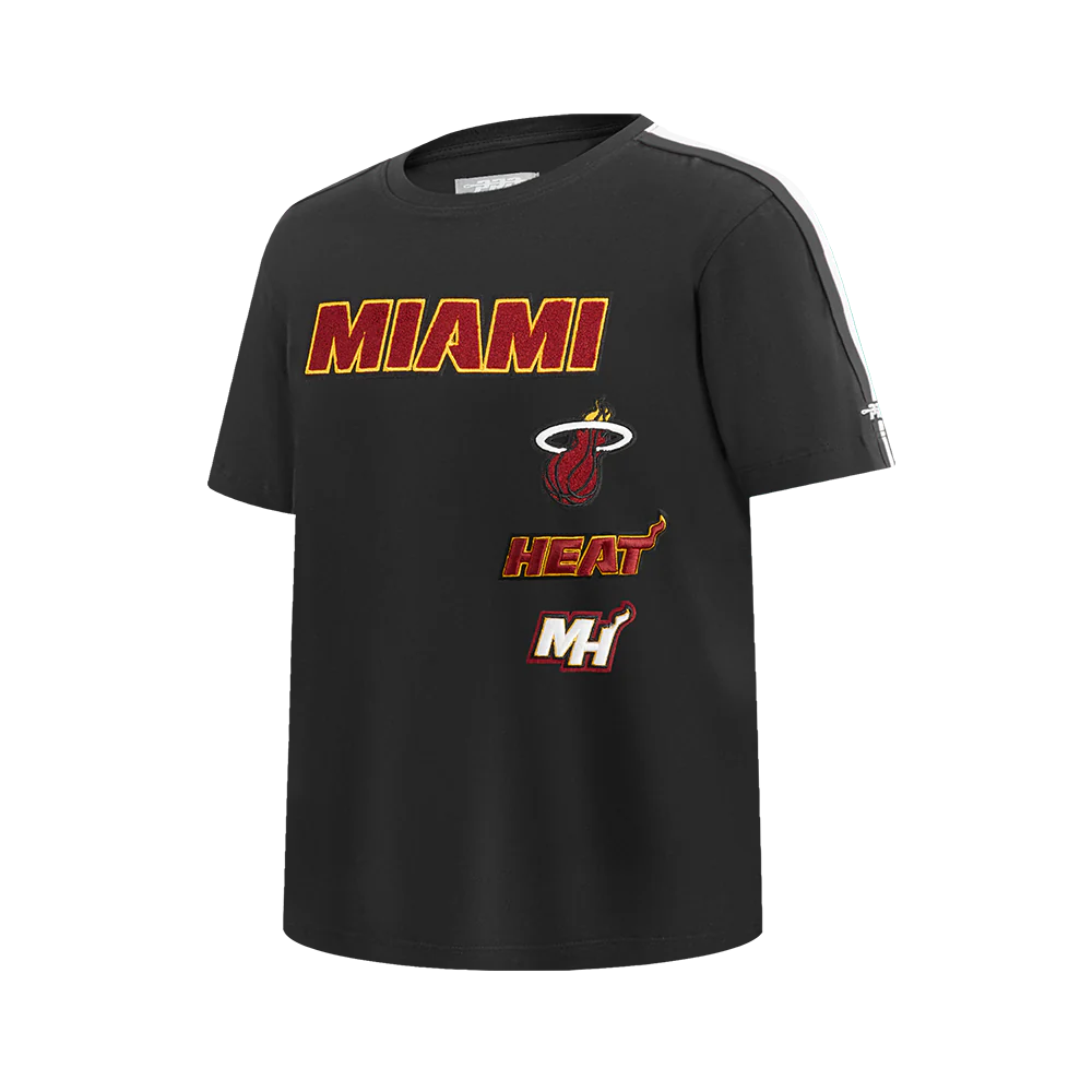 NBA MIAMI HEAT RETRO CLASSIC LITTLE BOYS SHORT SLEEVE TAPING TEE (BLACK) - Image 2