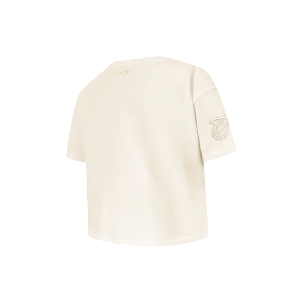 NBA MIAMI HEAT NEUTRAL LITTLE GIRLS SHORT SLEEVE BOXY TEE (EGGSHELL) - Image 4