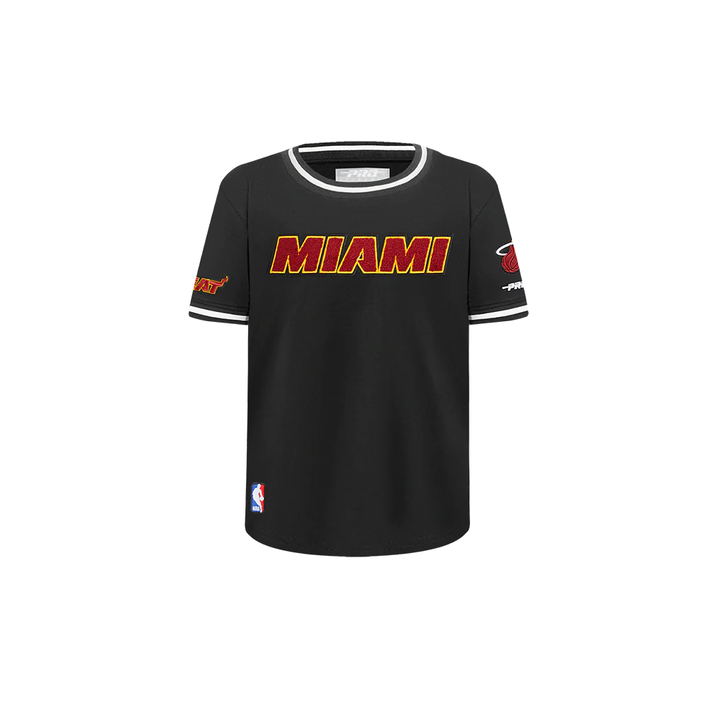NBA MIAMI HEAT CLASSIC TODDLER BOYS SHORT SLEEVE STRIPED RIB TEE (BLACK)