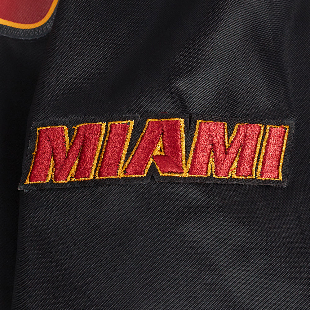 NBA MIAMI HEAT CLASSIC WOMEN'S SATIN JACKET (BLACK) - Image 6