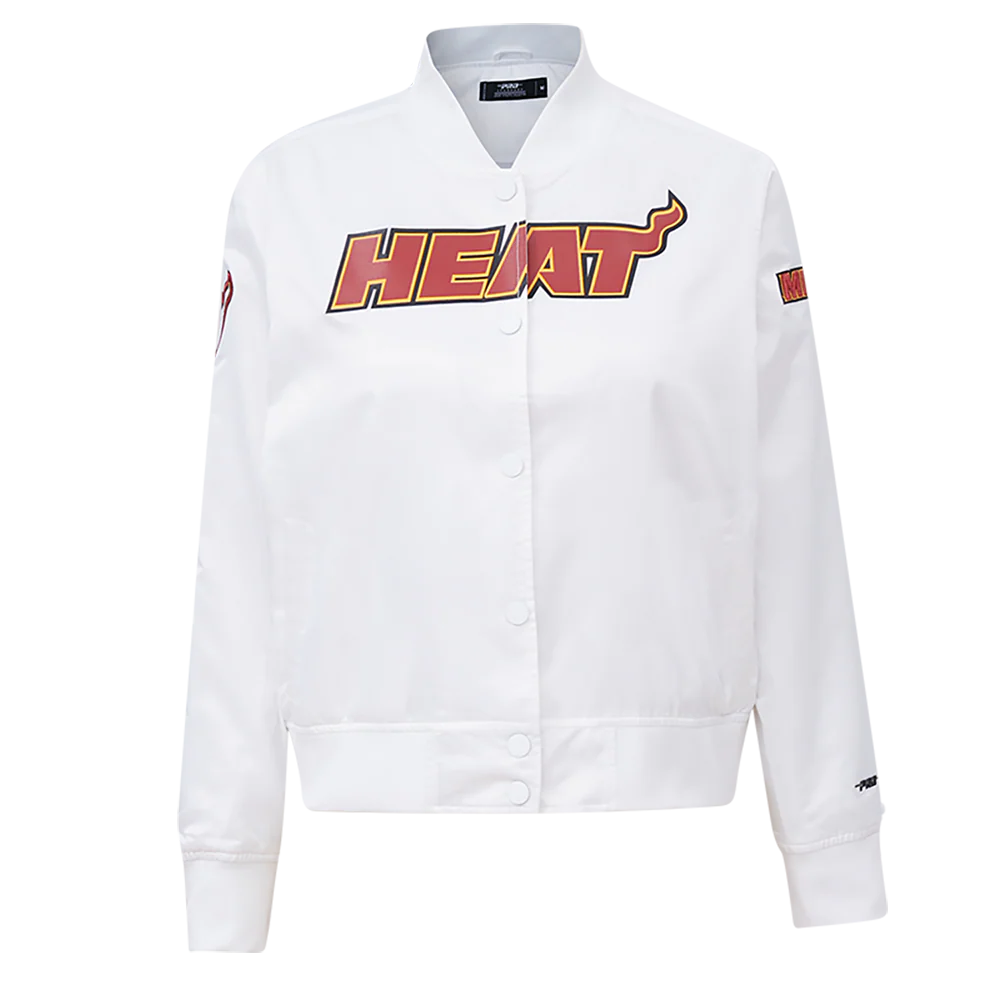 NBA MIAMI HEAT CLASSIC WOMEN'S SATIN JACKET (WHITE)