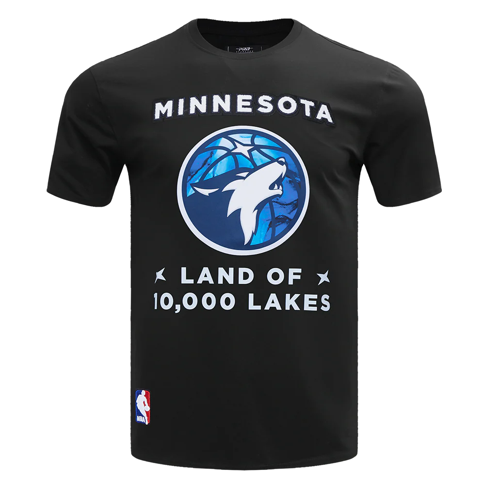 NBA MINNESOTA TIMBERWOLVES CHEST 100 LAKES MEN'S TEE (BLACK)