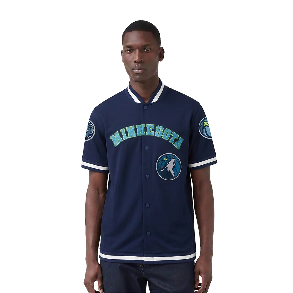NBA MINNESOTA TIMBERWOLVES CLASSIC MEN'S PRO SS DOUBLE KNIT JACKET (MIDNIGHT NAVY)