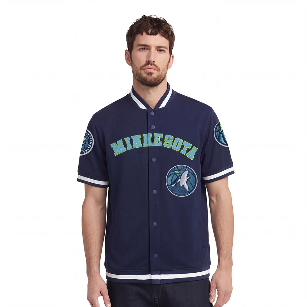NBA MINNESOTA TIMBERWOLVES CLASSIC MEN'S PRO SS DOUBLE KNIT JACKET (MIDNIGHT NAVY) - Image 2
