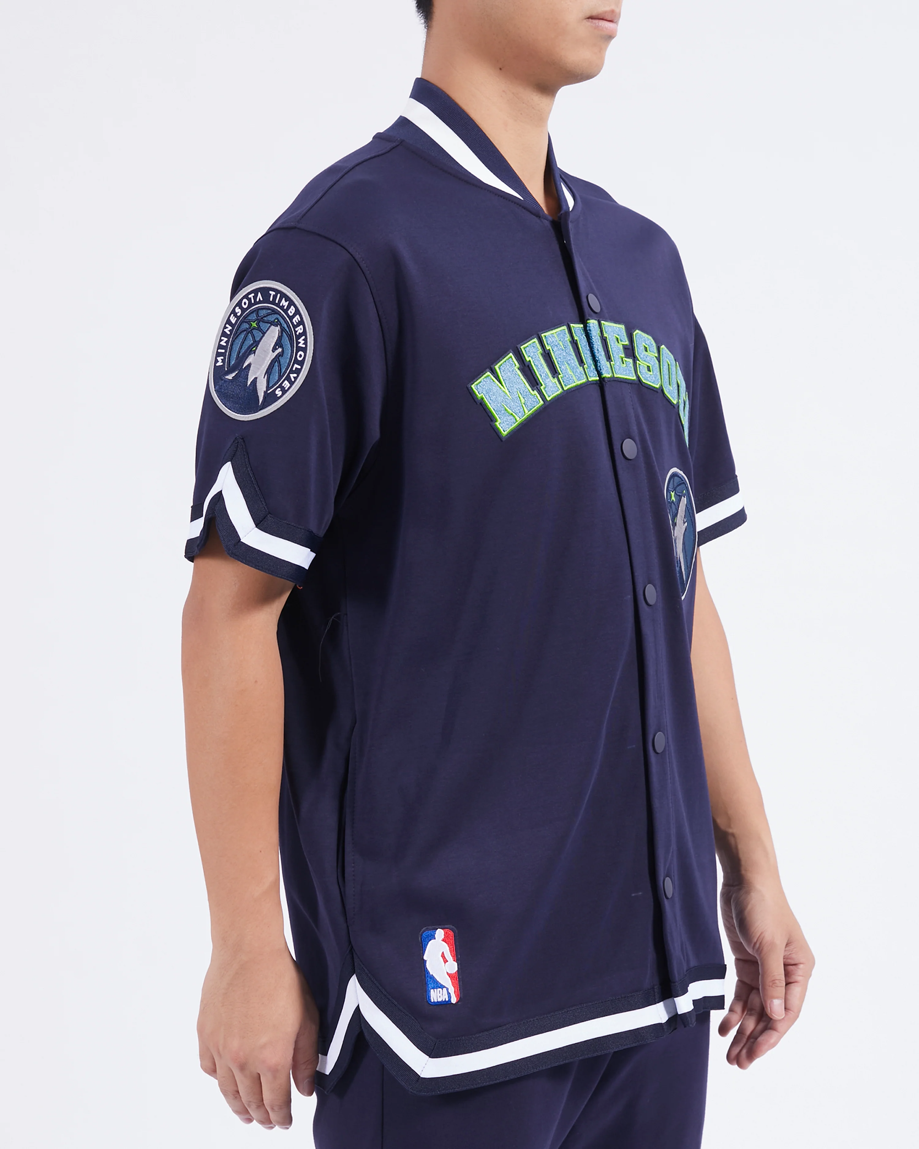 NBA MINNESOTA TIMBERWOLVES CLASSIC MEN'S PRO SS DOUBLE KNIT JACKET (MIDNIGHT NAVY) - Image 6