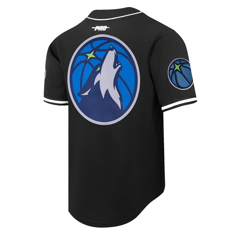 NBA MINNESOTA TIMBERWOLVES ANTHONY EDWARDS #5 CLASSIC MESH PNN MEN'S MESH BUTTON DOWN SHIRT (BLACK) - Image 8