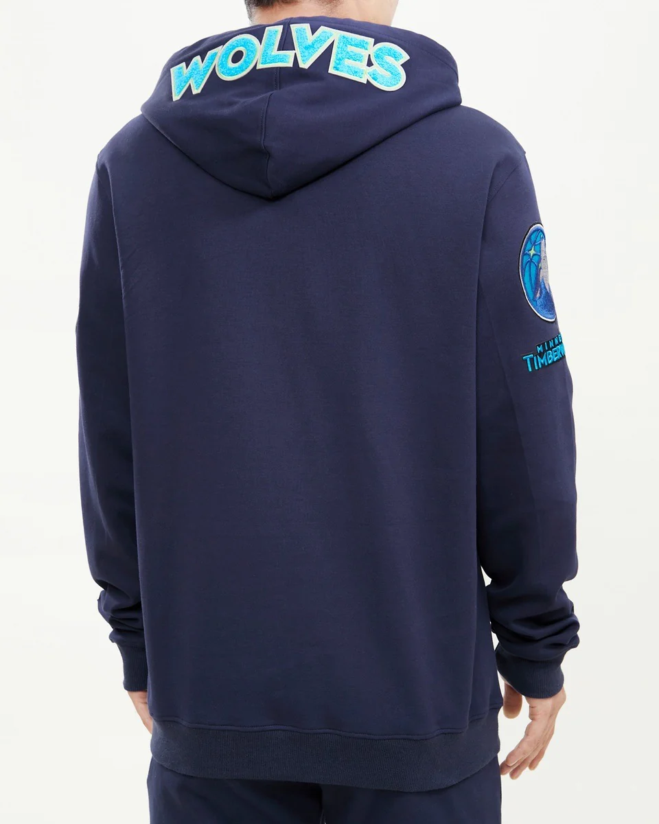 NBA MINNESOTA TIMBERWOLVES CLASSIC CHENILLE MEN'S PULLOVER HOODIE (MIDNIGHT NAVY) - Image 4