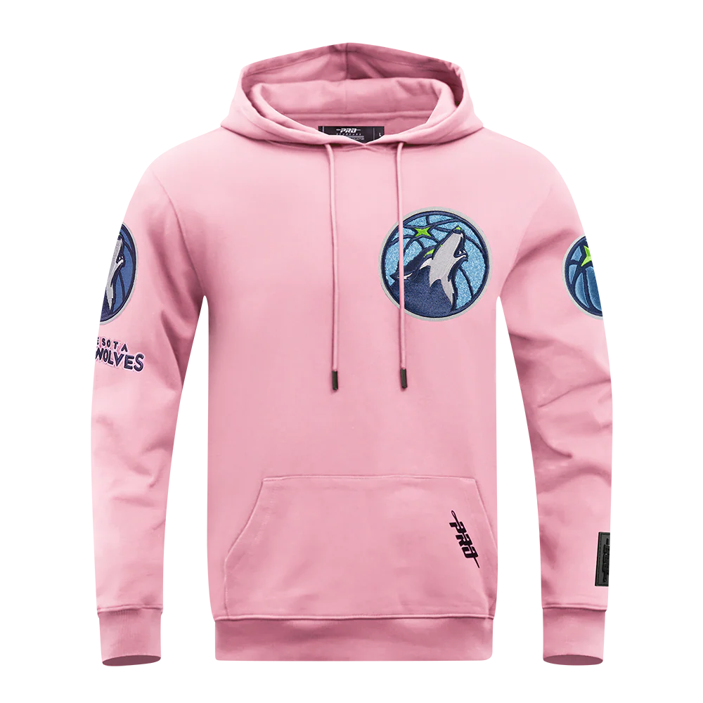 NBA MINNESOTA TIMBERWOLVES CLASSIC CHENILLE MEN'S DK PO HOODIE (PINK)