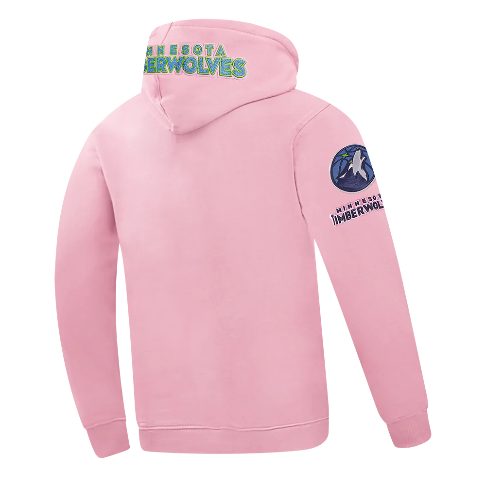 NBA MINNESOTA TIMBERWOLVES CLASSIC CHENILLE MEN'S DK PO HOODIE (PINK) - Image 4