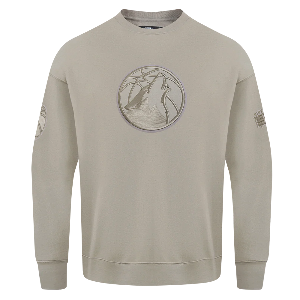 NBA MINNESOTA TIMBERWOLVES NEUTRAL MEN'S DROP SHOULDER FLC CREWNECK (TAUPE) - Image 3