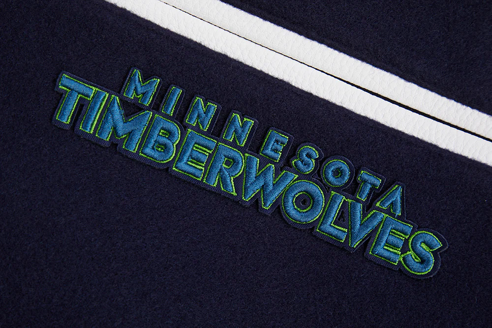 NBA MINNESOTA TIMBERWOLVES MASHUP MEN'S RIB WOOL VARSITY JACKET (MIDNIGHT NAVY/WHITE) - Image 6