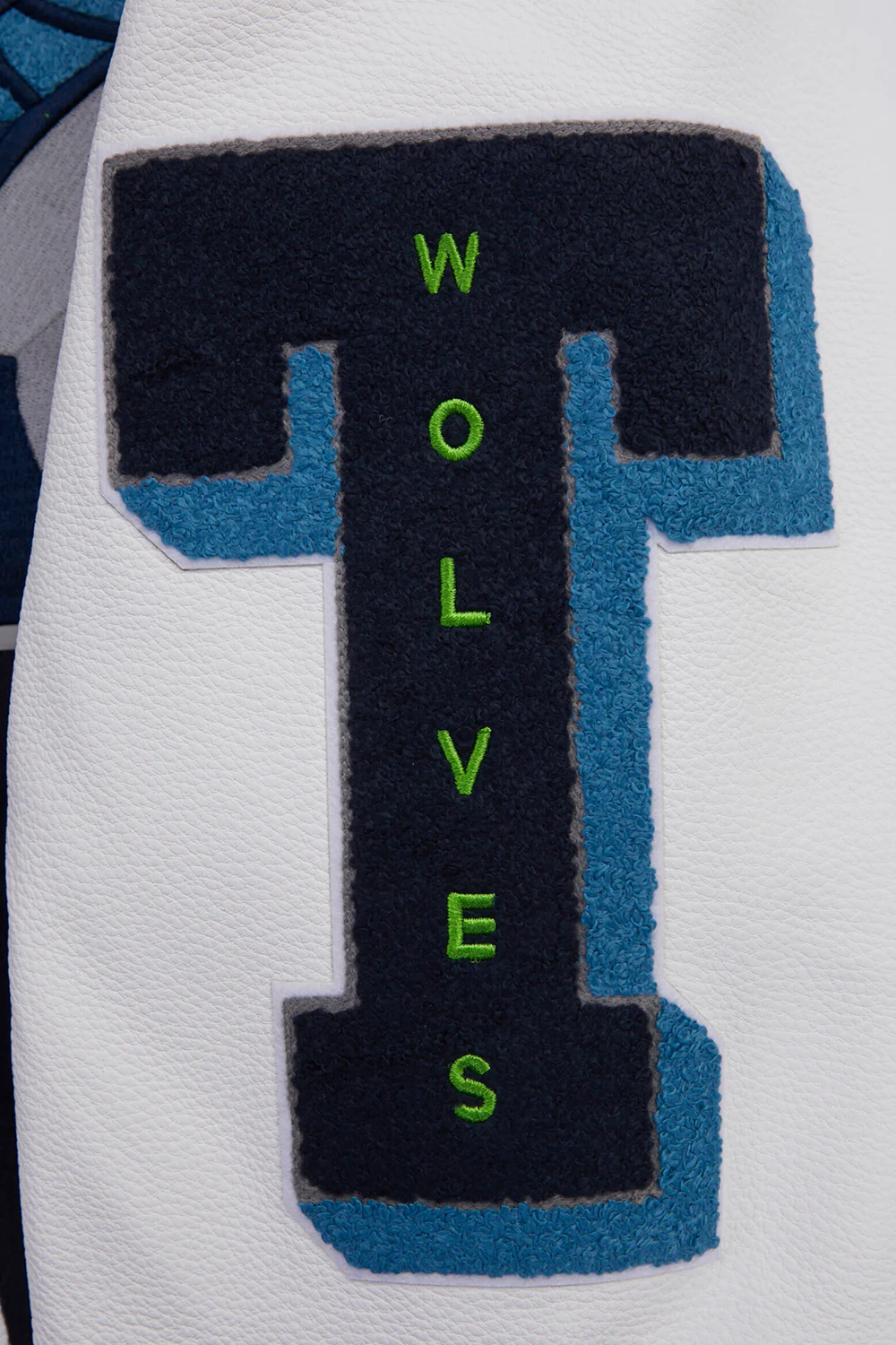 NBA MINNESOTA TIMBERWOLVES MASHUP MEN'S RIB WOOL VARSITY JACKET (MIDNIGHT NAVY/WHITE) - Image 9