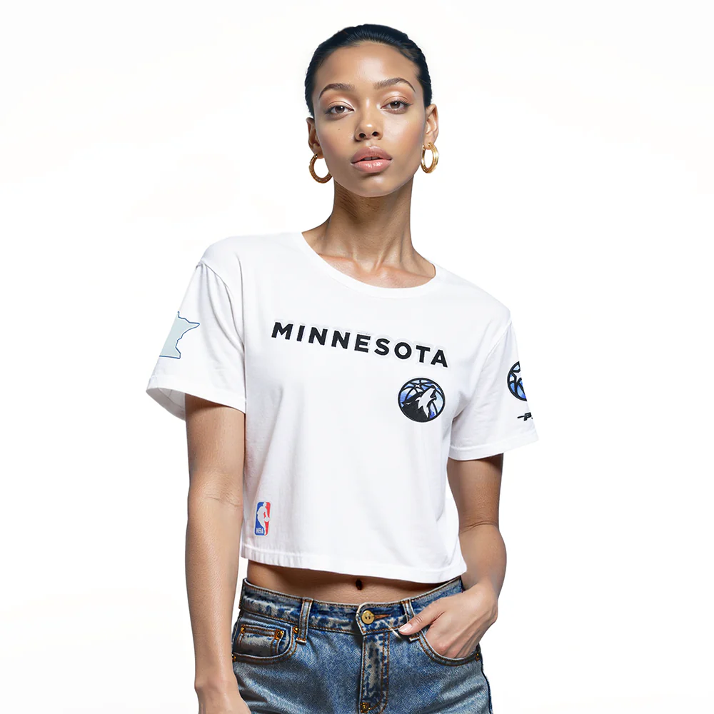 NBA MINNESOTA TIMBERWOLVES CITY EDITION 24-25 WOMEN'S SINGLE JERSEY BOXY TEE (WHITE)
