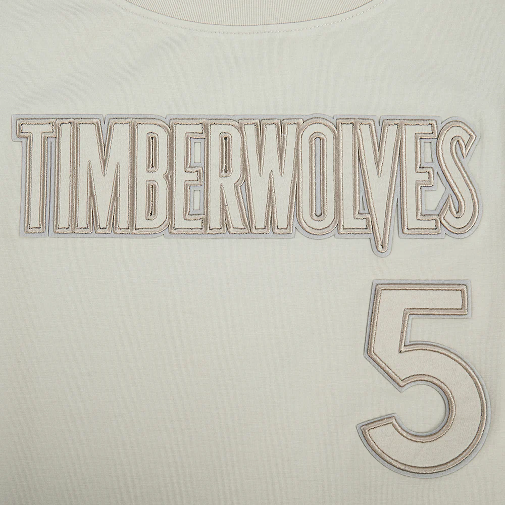 NBA MINNESOTA TIMBERWOLVES ANTHONY EDWARDS #5 NEUTRAL PNN WOMEN'S SJ BOXY TEE (TAUPE) - Image 7