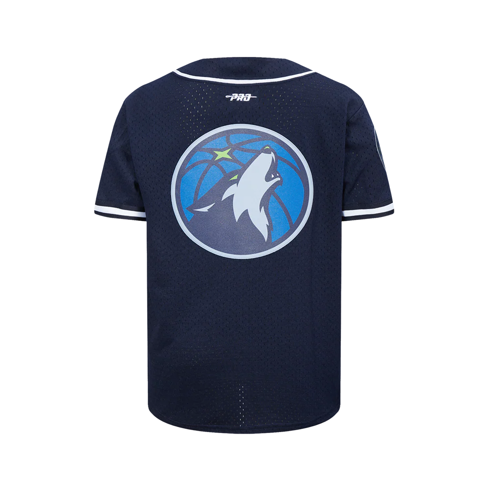 MINNESOTA TIMBERWOLVES CLASSIC BIG BOY'S MESH BUTTON DOWN SHIRT (MIDNIGHT NAVY) - Image 3