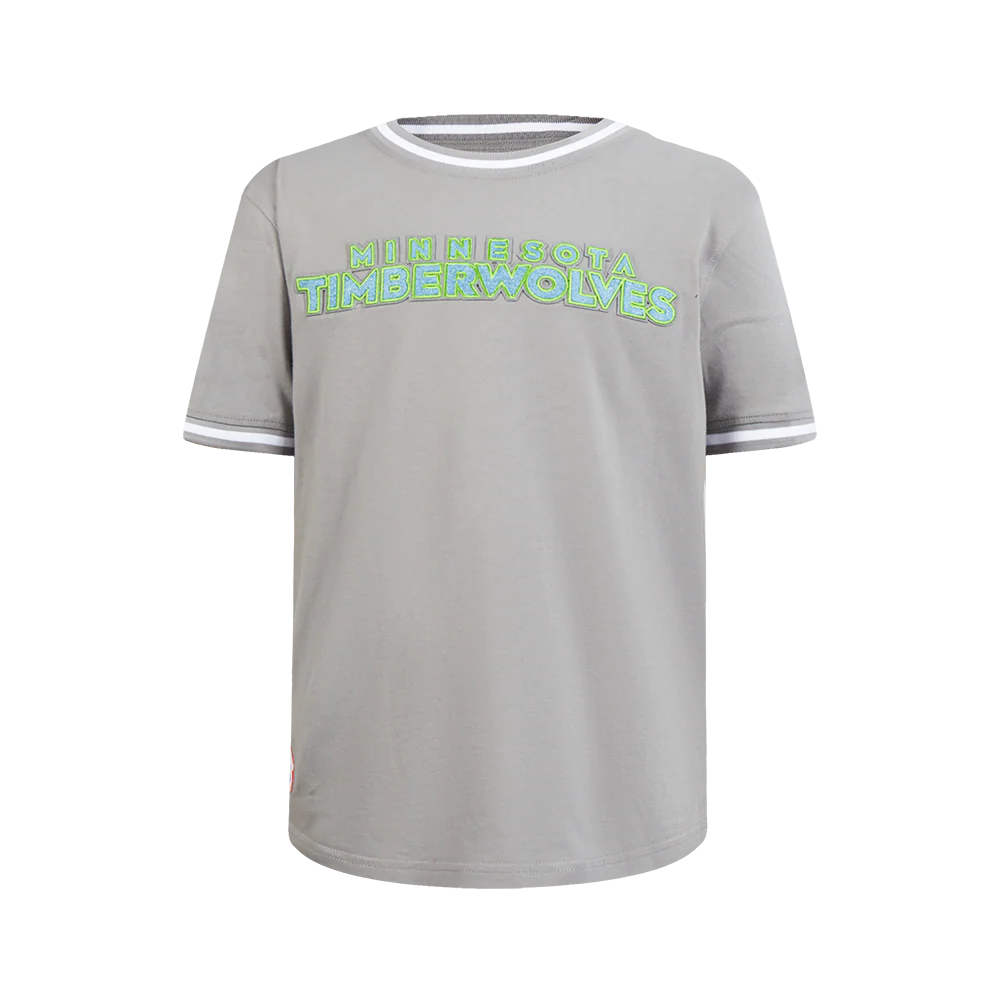 NBA MINNESOTA TIMBERWOLVES CLASSIC BIG BOYS SS STRIPED RIB TEE (GRAY)