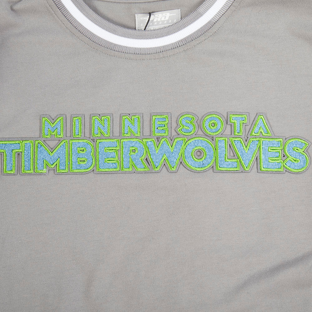 NBA MINNESOTA TIMBERWOLVES CLASSIC BIG BOYS SS STRIPED RIB TEE (GRAY) - Image 5