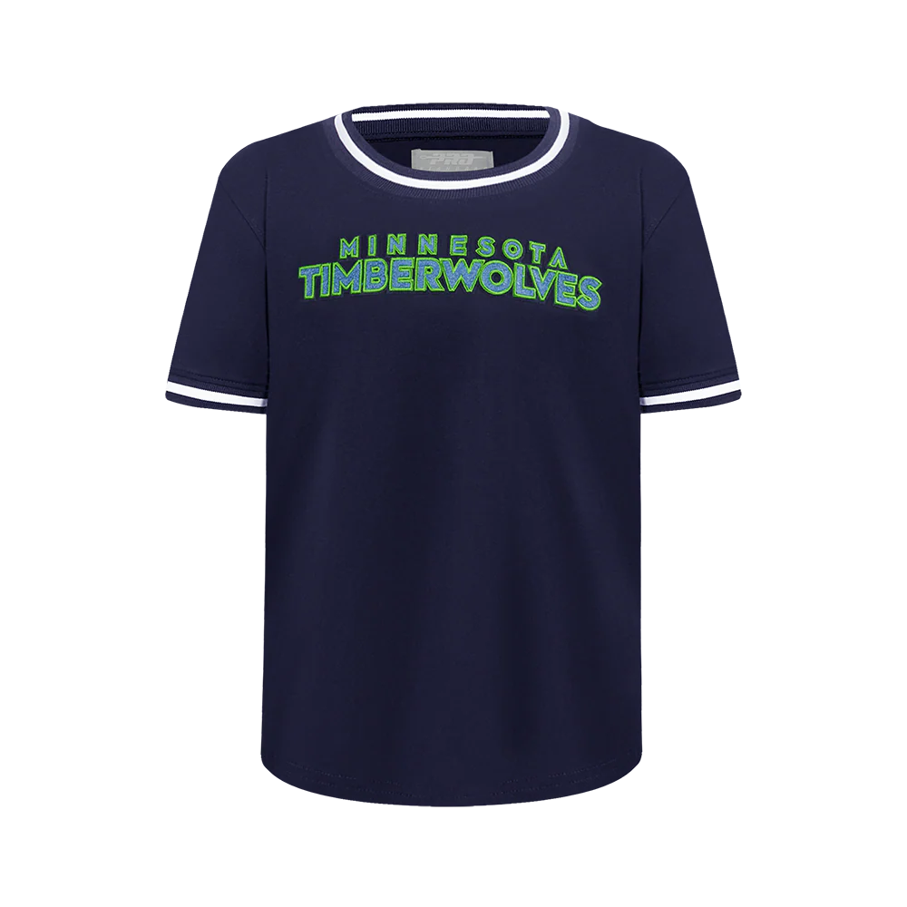 NBA MINNESOTA TIMBERWOLVES CLASSIC BIG BOYS SHORT SLEEVE STRIPED RIB TEE (MIDNIGHT NAVY)