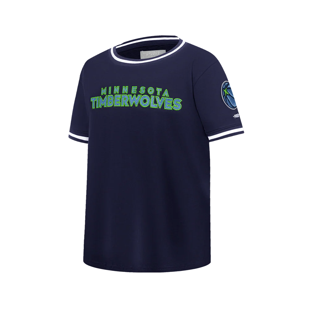 NBA MINNESOTA TIMBERWOLVES CLASSIC BIG BOYS SHORT SLEEVE STRIPED RIB TEE (MIDNIGHT NAVY) - Image 2