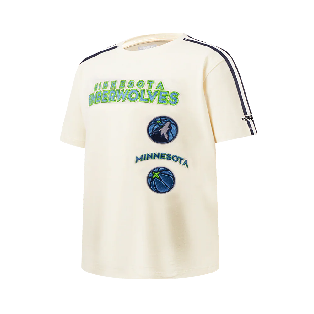 NBA MINNESOTA TIMBERWOLVES RETRO CLASSIC BIG BOY'S SS TAPING TEE (EGGSHELL/ MIDNIGHT NAVY) - Image 2