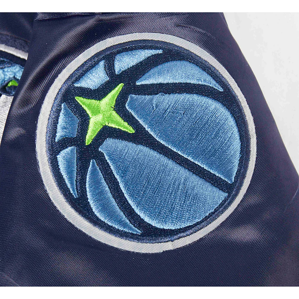 NBA MINNESOTA TIMBERWOLVES RETRO CLASSIC BIG BOY'S RIB SATIN JACKET (MIDNIGHT NAVY) - Image 5