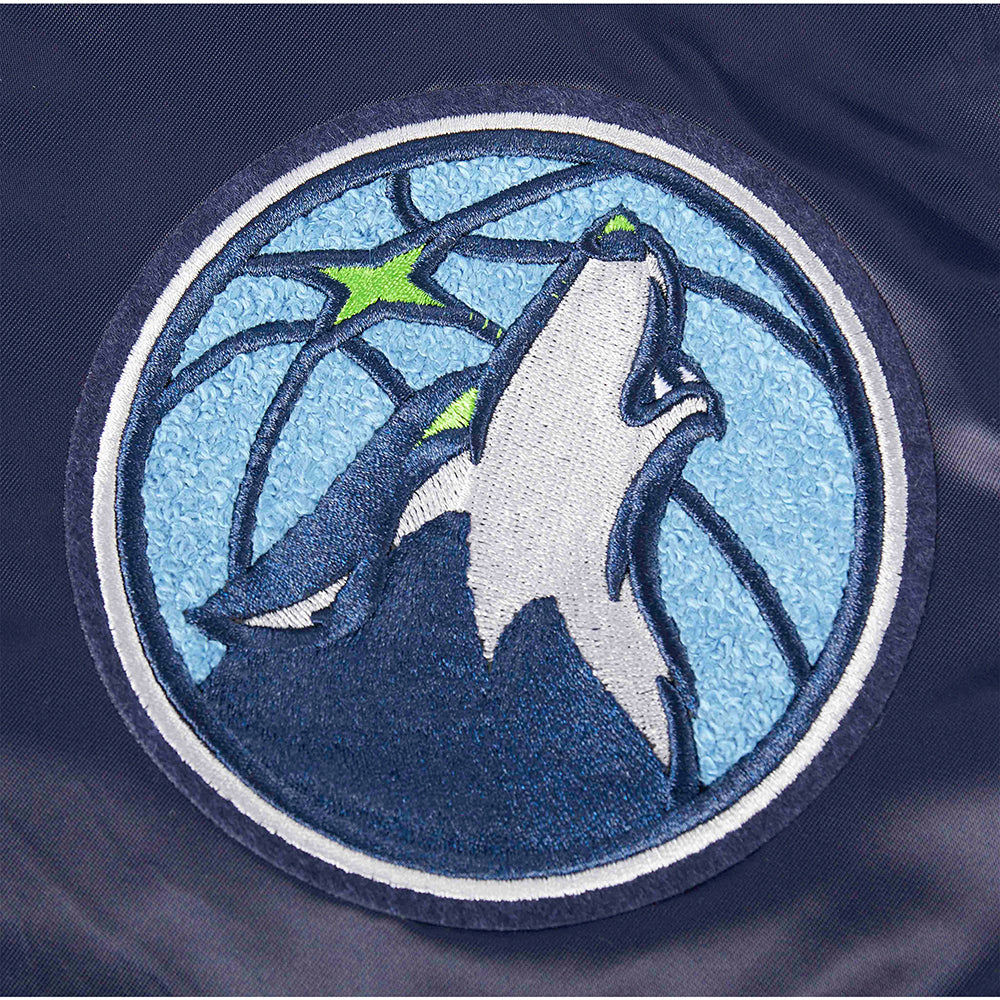 NBA MINNESOTA TIMBERWOLVES RETRO CLASSIC BIG BOY'S RIB SATIN JACKET (MIDNIGHT NAVY) - Image 7