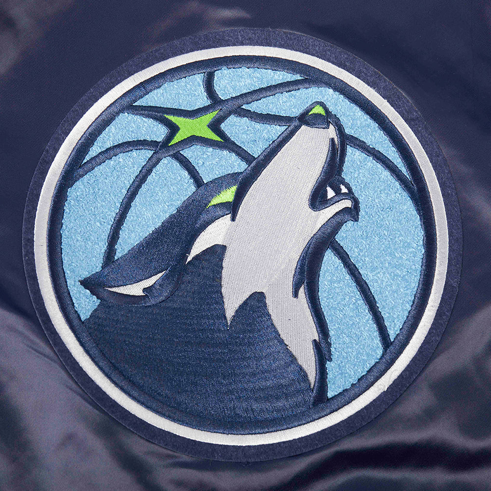 NBA MINNESOTA TIMBERWOLVES RETRO CLASSIC BIG BOY'S RIB SATIN JACKET (MIDNIGHT NAVY) - Image 8