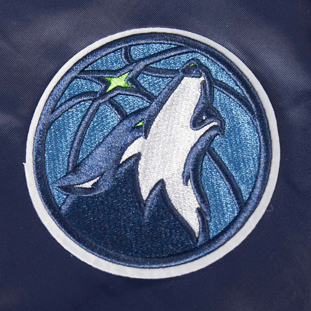 NBA MINNESOTA TIMBERWOLVES RETRO CLASSIC BIG BOY'S RIB SATIN JACKET (MIDNIGHT NAVY) - Image 9