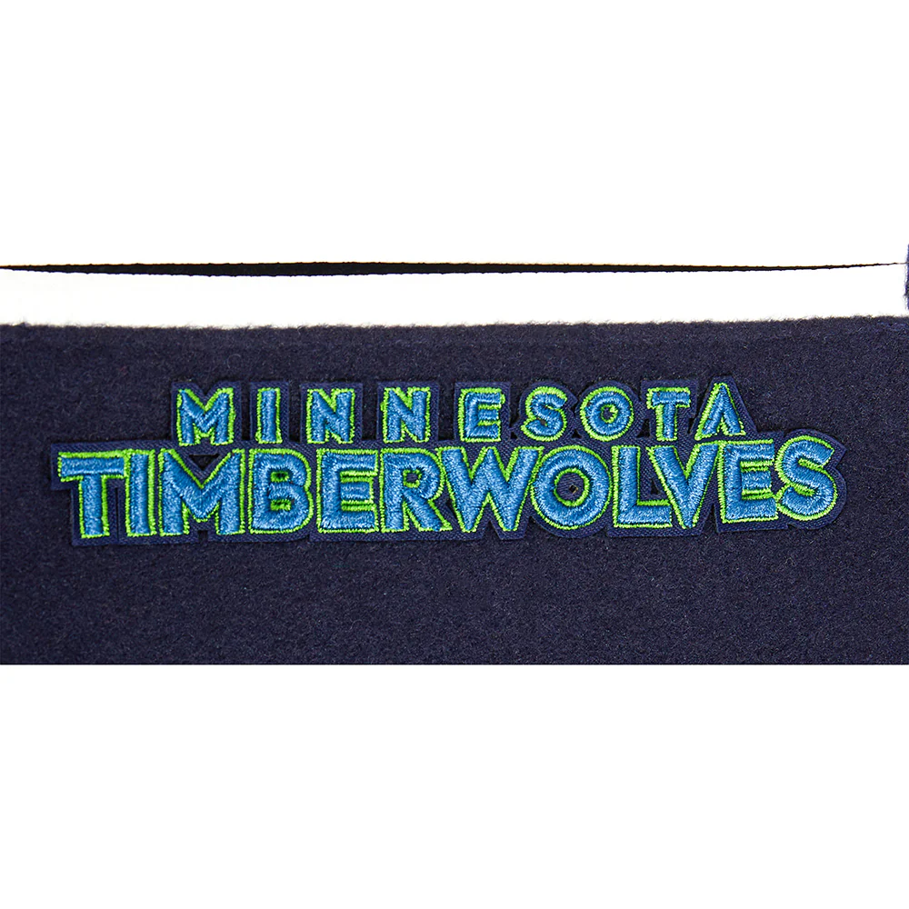 NBA MINNESOTA TIMBERWOLVES RETRO CLASSIC BIG BOY'S RIB WOOL VARSITY JAC (MIDNIGHT NAVY/WHITE) - Image 6