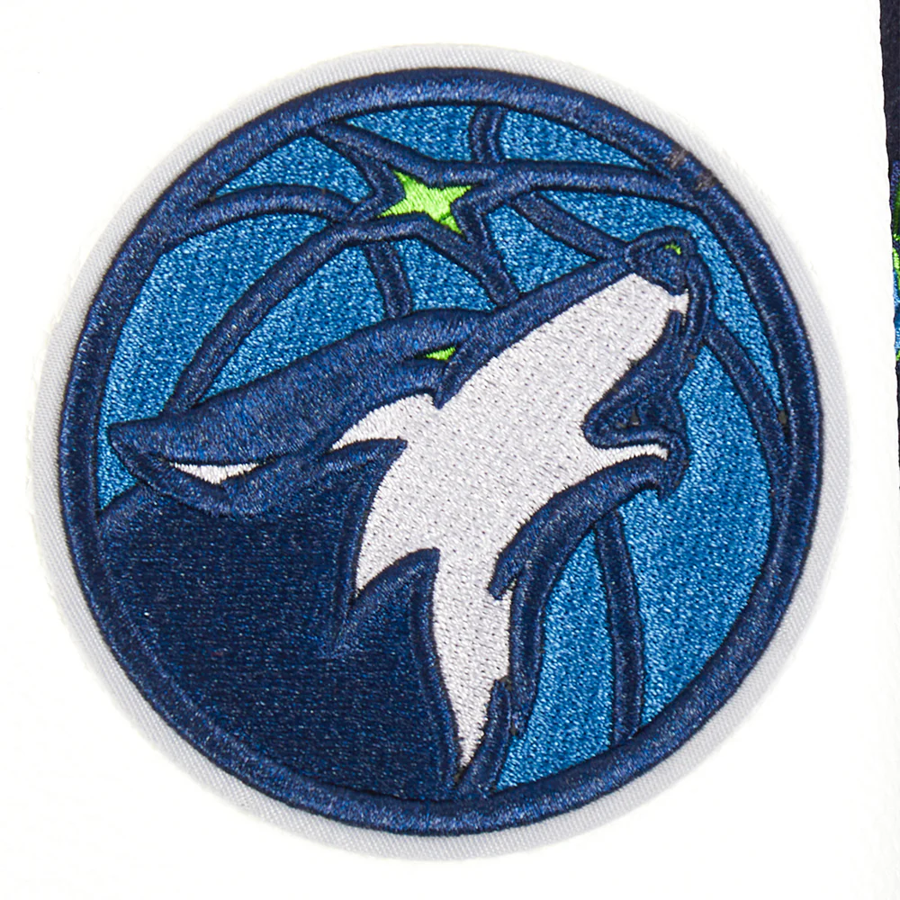NBA MINNESOTA TIMBERWOLVES RETRO CLASSIC BIG BOY'S RIB WOOL VARSITY JAC (MIDNIGHT NAVY/WHITE) - Image 9