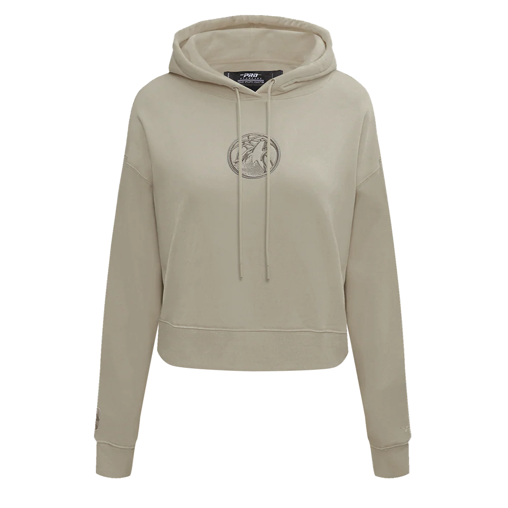 NBA MINNESOTA TIMBERWOLVES NEURAL WOMEN'S CROPPED FLC PO HOODIE (TAUPE)