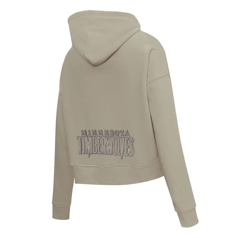 NBA MINNESOTA TIMBERWOLVES NEURAL WOMEN'S CROPPED FLC PO HOODIE (TAUPE) - Image 4