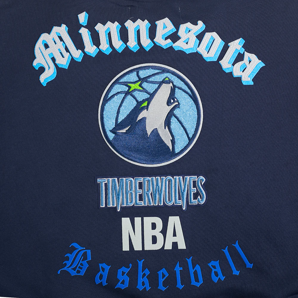 NBA MINNESOTA TIMBERWOLVES OLD ENGLISH WOMEN'S FLC CREWNECK (MIDNIGHT NAVY) - Image 9