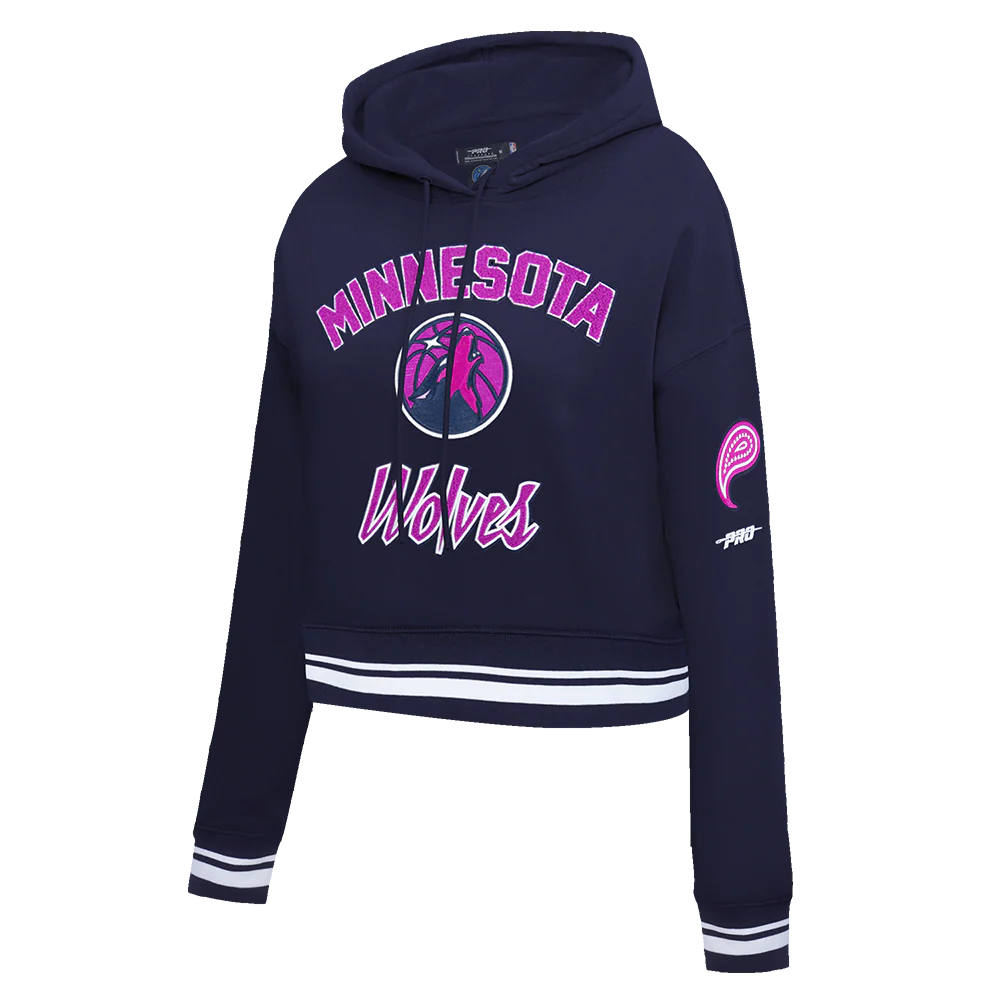 NBA MINNESOTA TIMBERWOLVES CITY EDITION 25-26 WOMEN'S RIB FLC CROPPED PO HOODIE (MIDNIGHT NAVY) - Image 3