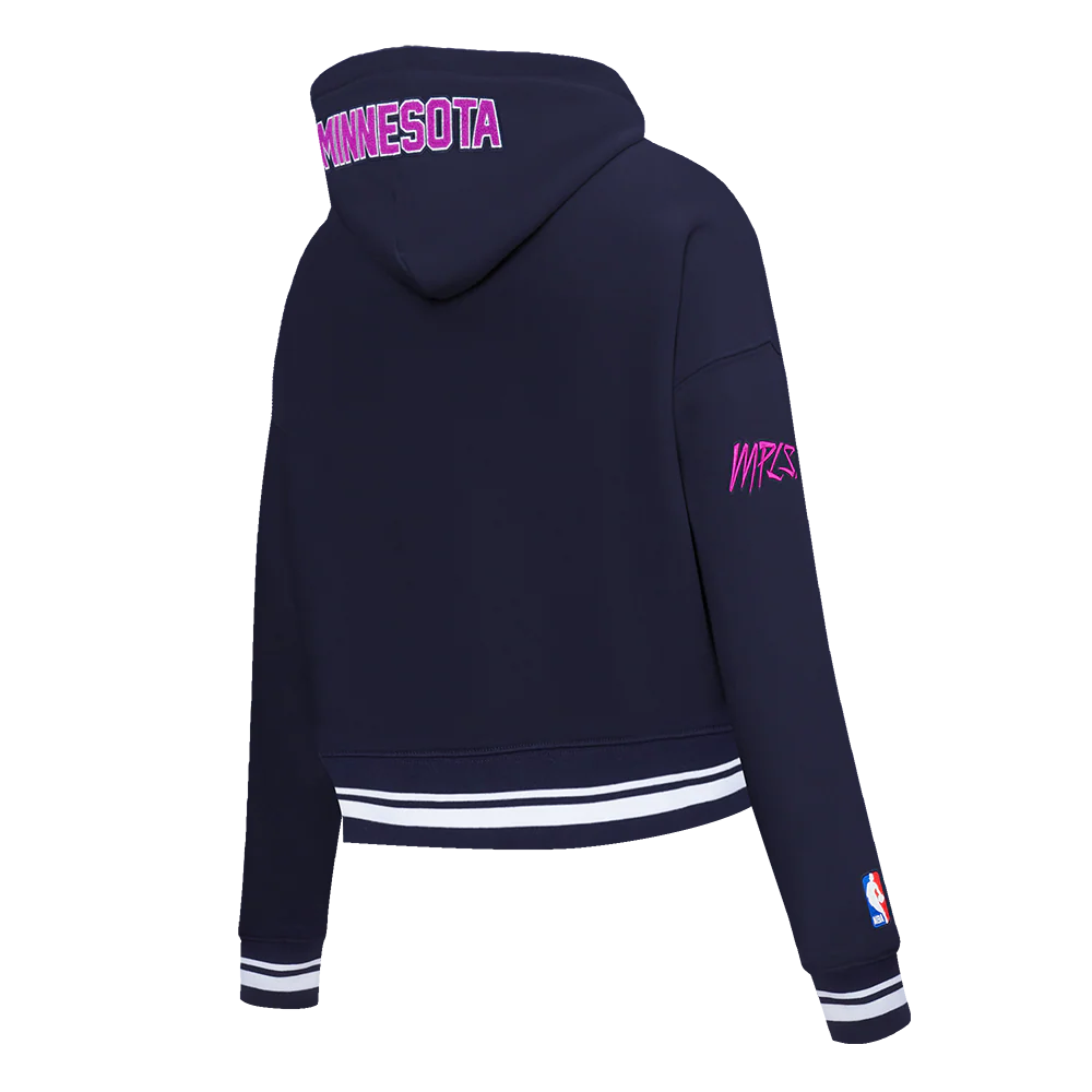 NBA MINNESOTA TIMBERWOLVES CITY EDITION 25-26 WOMEN'S RIB FLC CROPPED PO HOODIE (MIDNIGHT NAVY) - Image 4