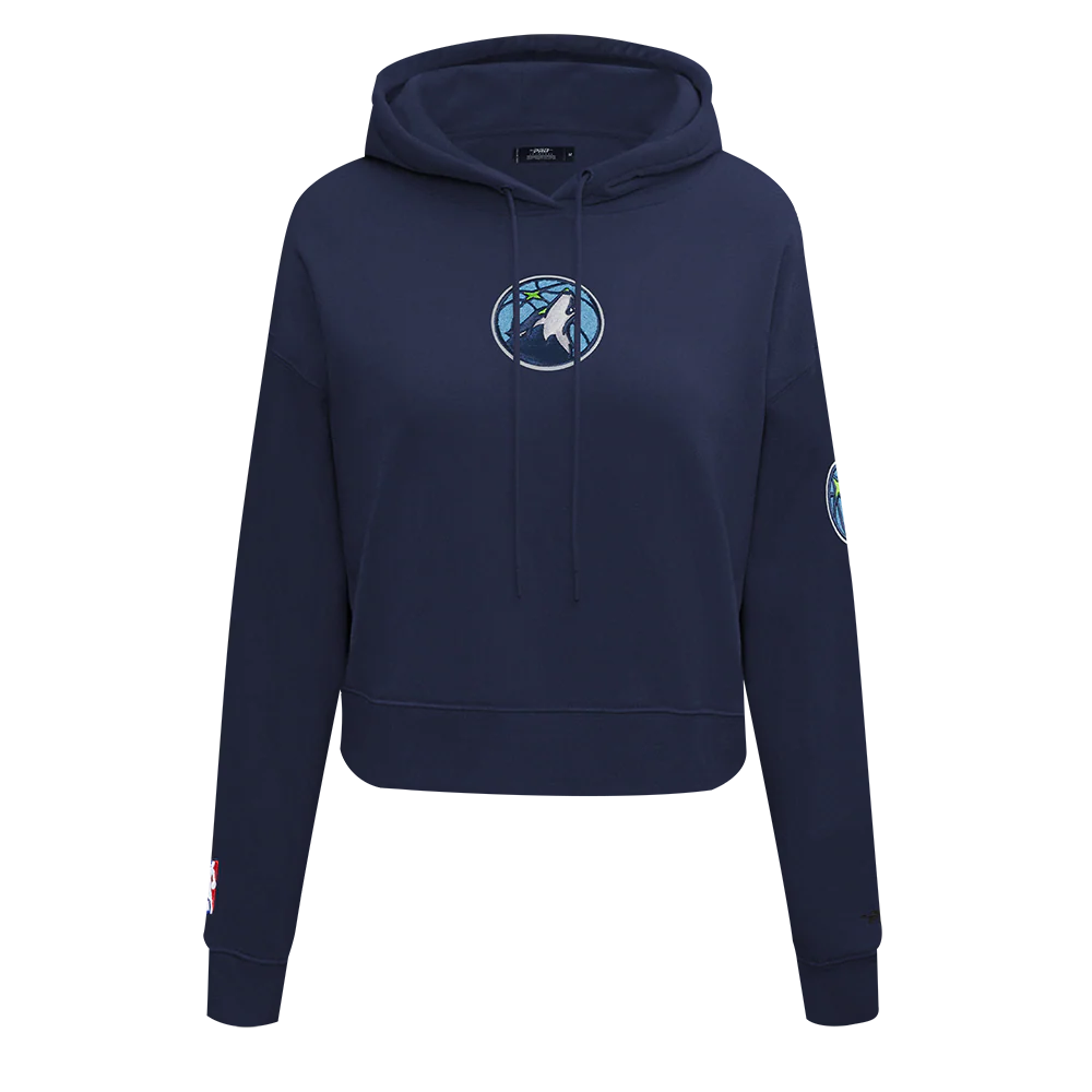 NBA MINNESOTA TIMBERWOLVES CLASSIC WOMEN'S FLEECE CROPPED PULLOVER HOODIE (MIDNIGHT NAVY) - Image 3