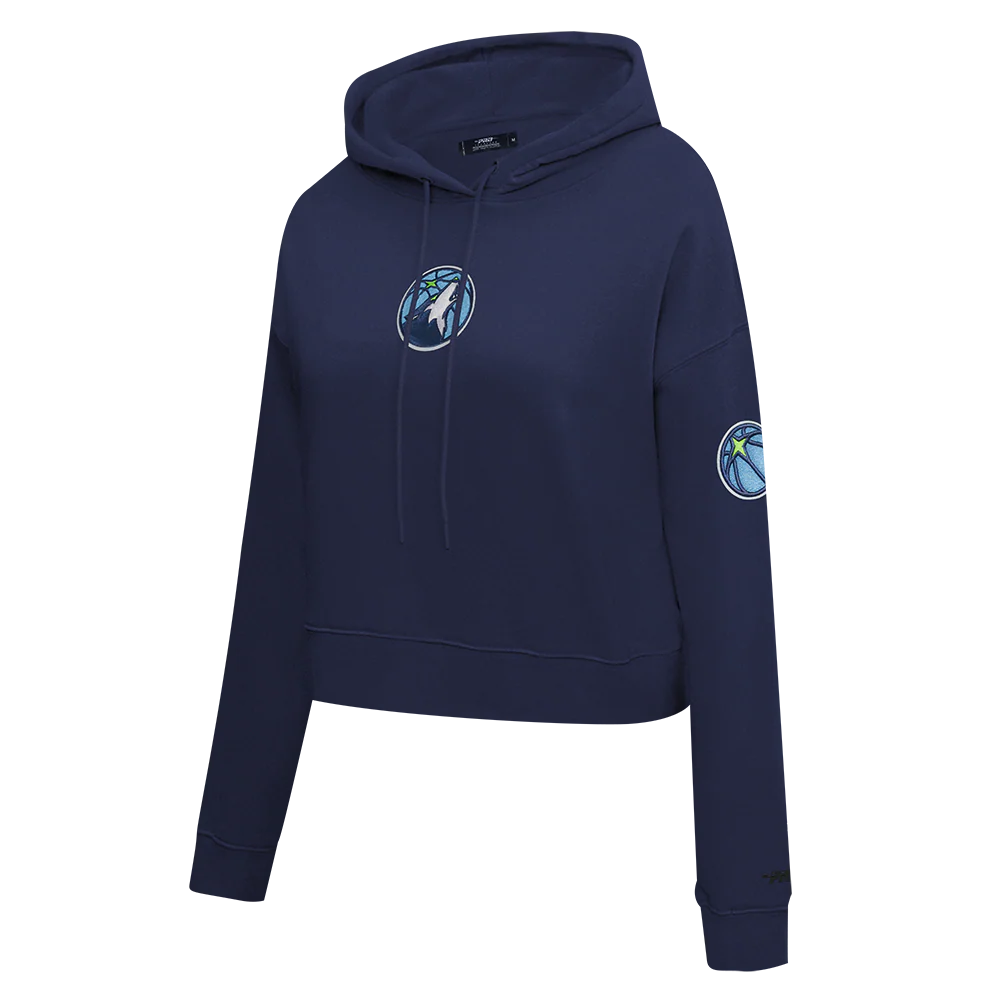 NBA MINNESOTA TIMBERWOLVES CLASSIC WOMEN'S FLEECE CROPPED PULLOVER HOODIE (MIDNIGHT NAVY) - Image 4