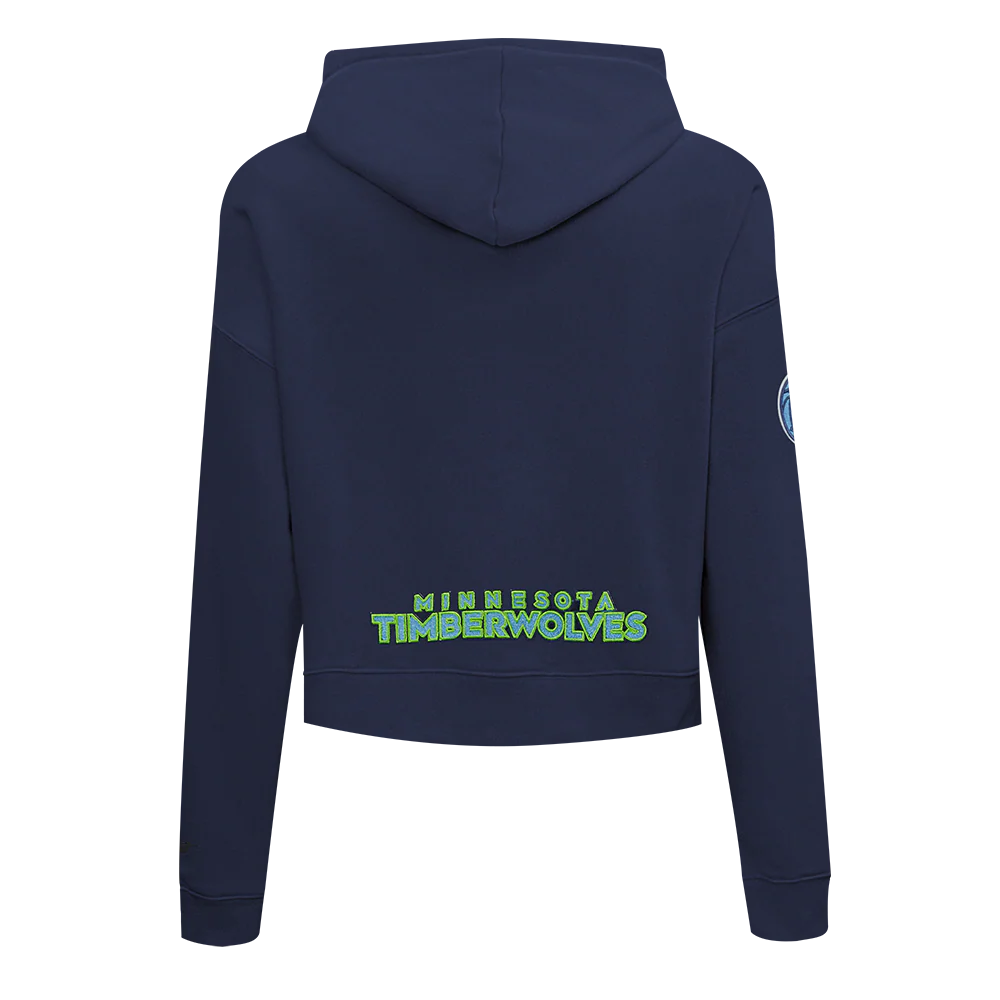 NBA MINNESOTA TIMBERWOLVES CLASSIC WOMEN'S FLEECE CROPPED PULLOVER HOODIE (MIDNIGHT NAVY) - Image 5