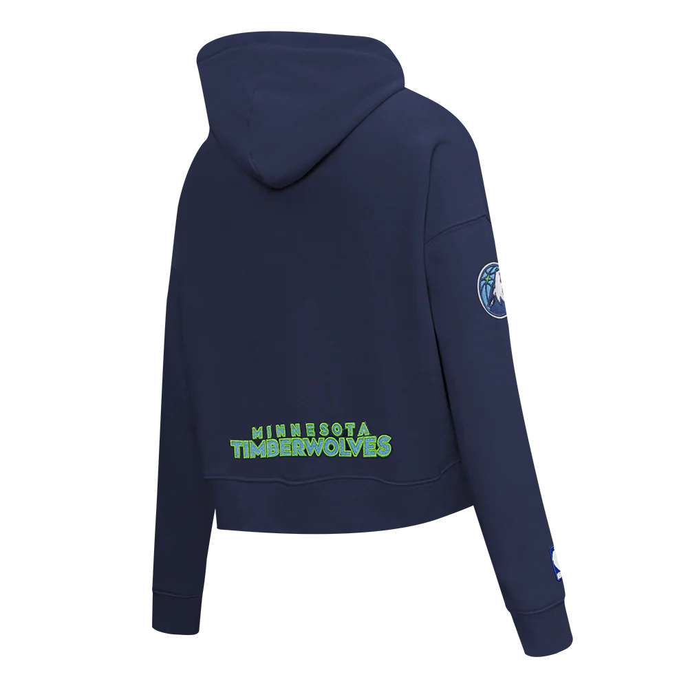NBA MINNESOTA TIMBERWOLVES CLASSIC WOMEN'S FLEECE CROPPED PULLOVER HOODIE (MIDNIGHT NAVY) - Image 6
