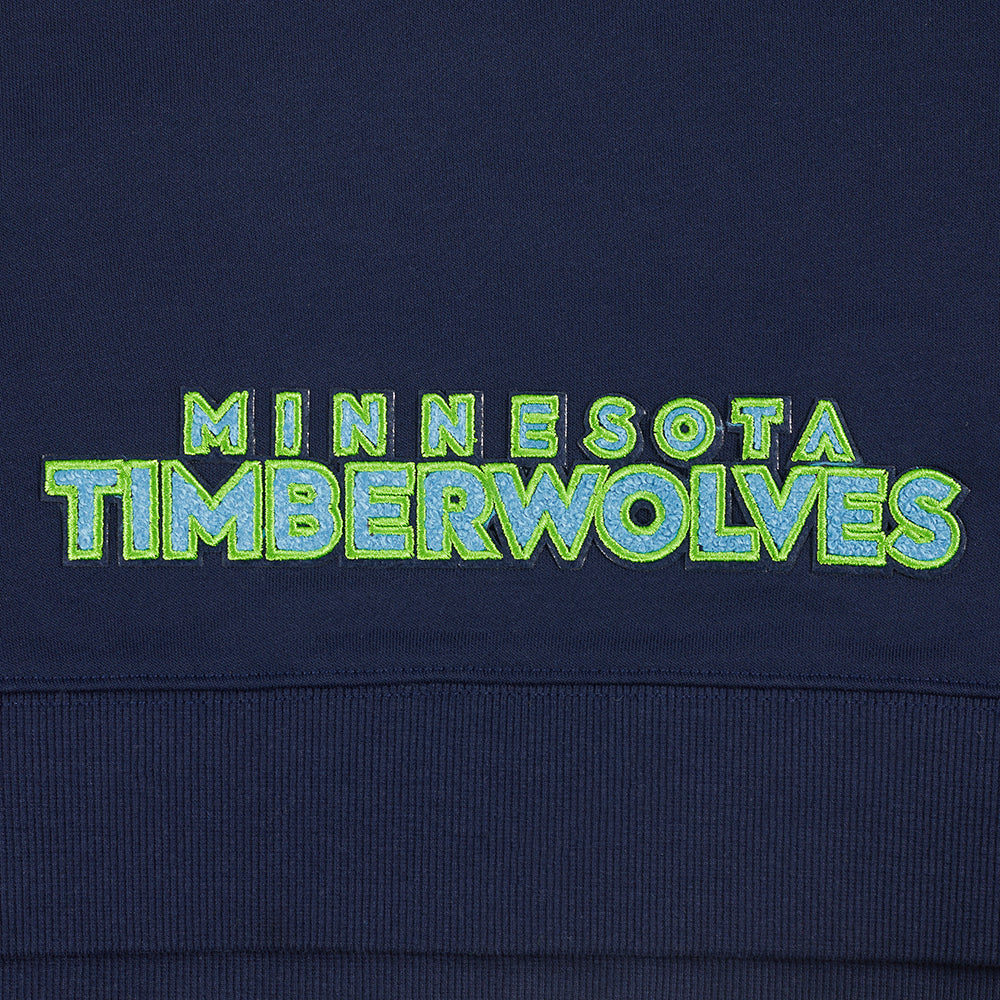 NBA MINNESOTA TIMBERWOLVES CLASSIC WOMEN'S FLEECE CROPPED PULLOVER HOODIE (MIDNIGHT NAVY) - Image 8