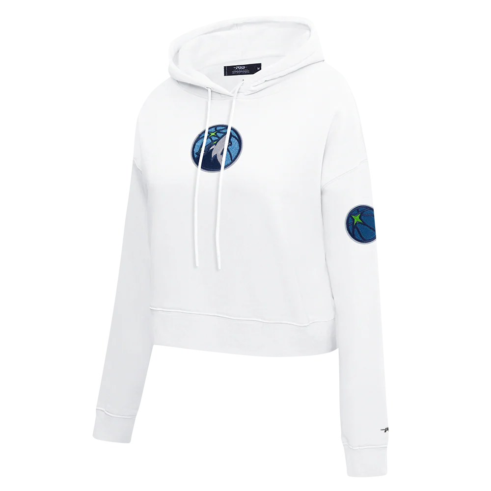 NBA MINNESOTA TIMBERWOLVES CLASSIC WOMEN'S FLC CROPPED PO HOODIE (WHITE) - Image 2