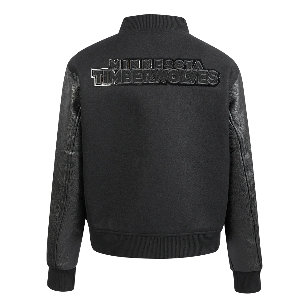 NBA MINNESOTA TIMBERWOLVES TRIPLE BLACK WOMEN'S WOOL VARSITY JACKET (TRIPLE BLACK) - Image 3
