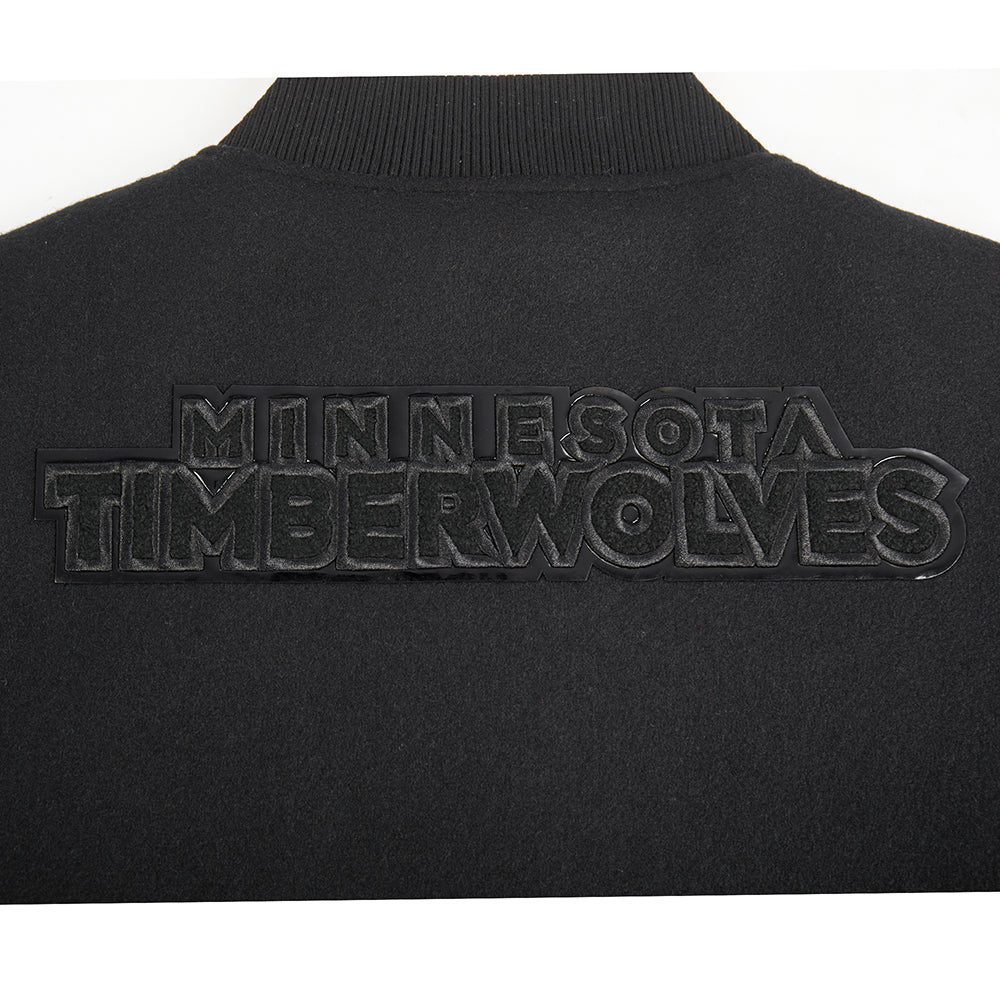 NBA MINNESOTA TIMBERWOLVES TRIPLE BLACK WOMEN'S WOOL VARSITY JACKET (TRIPLE BLACK) - Image 7