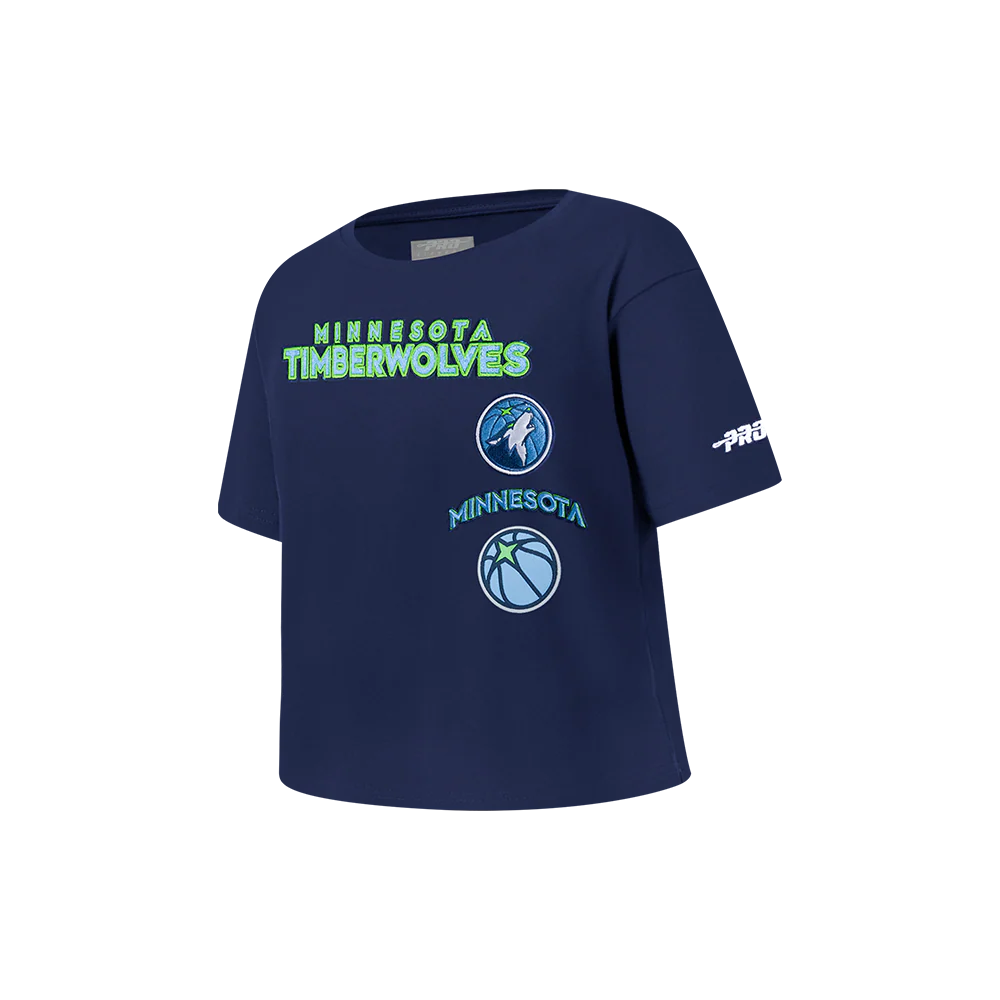 NBA MINNESOTA TIMBERWOLVES RETRO CLASSIC LITTLE GIRLS SHORT SLEEVE BOXY TEE (MIDNIGHT NAVY) - Image 2