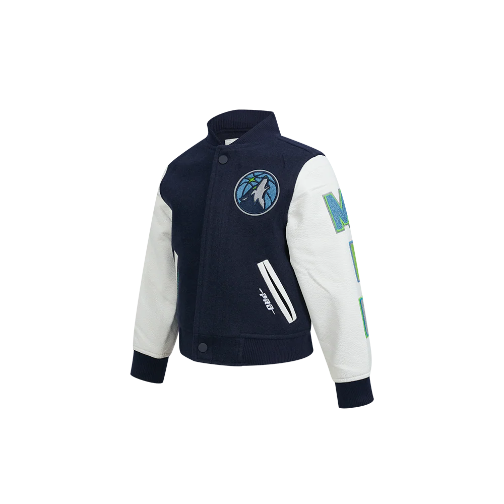 NBA MINNESOTA TIMBERWOLVES CLASSIC TODDLER BOYS WOOL VARSITY JACKET (MIDNIGHT NAVY/WHITE) - Image 2