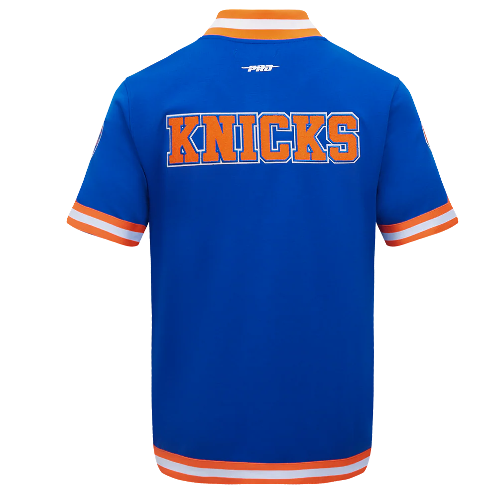 NBA NEW YORK KNICKS CLASSIC MEN'S PRO SS DOUBLE KNIT JACKET  (ROYAL BLUE/ORANGE) - Image 3
