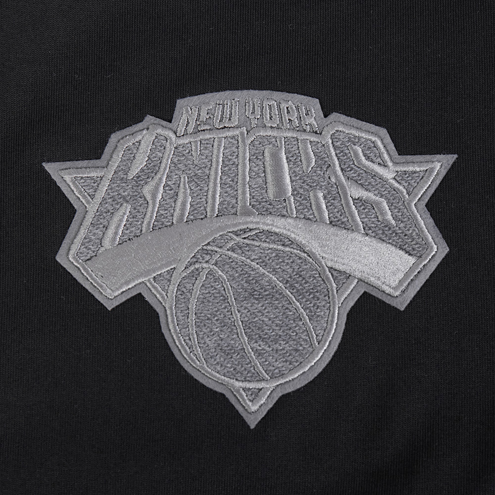 NBA NEW YORK KNICKS REVERSE FRENCH TERRY MEN'S COTTON JERSEY DROP SHOULDER TEE (BLACK) - Image 6